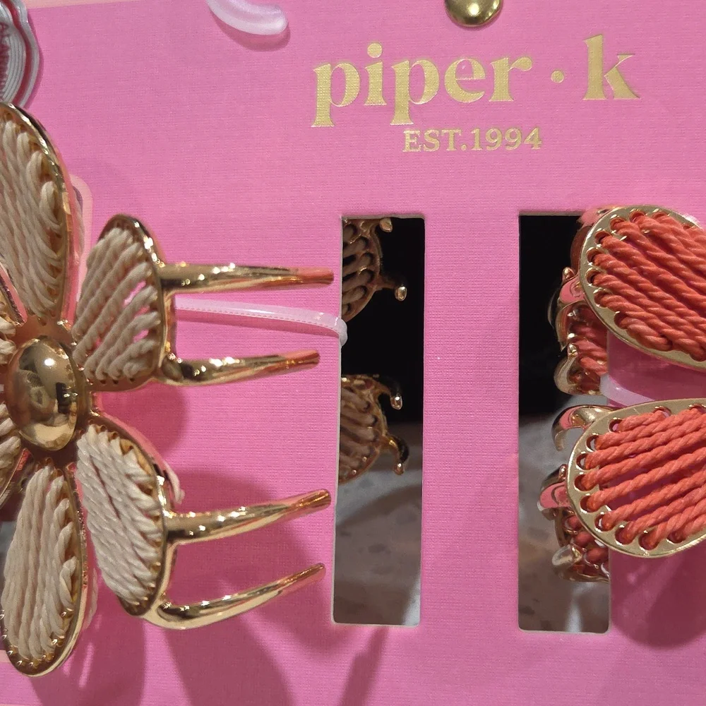 💕▪️Piper K ▪️2pc  Woven With Metal  Floral  Flower Hair Clips